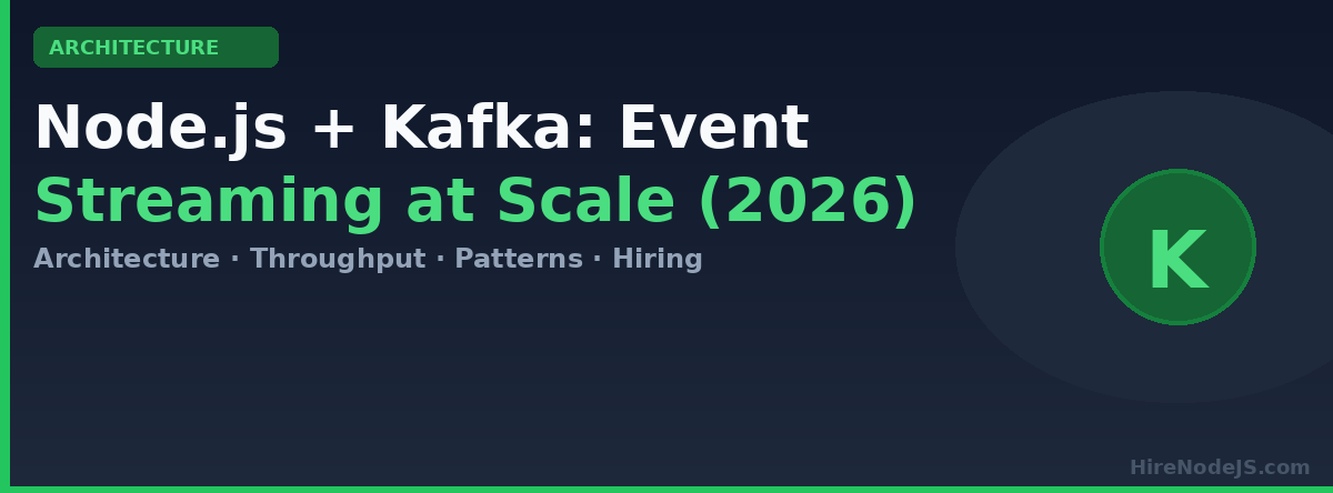 Node.js + Kafka: Event Streaming Architecture Guide 2026 | HireNodeJS