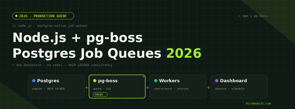 Node.js + pg-boss in 2026: Postgres Job Queues at Scale