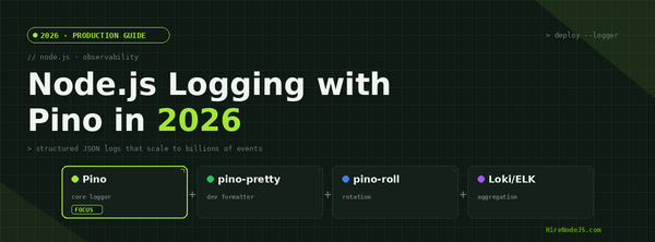Node.js Pino logging 2026 production guide cover