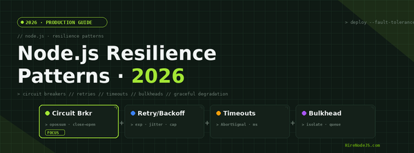 Node.js Resilience Patterns 2026 — circuit breakers, retries, timeouts, and bulkheads
