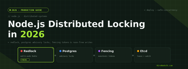 Node.js Distributed Locking in 2026 — Redlock, Postgres advisory locks, fencing tokens, Etcd