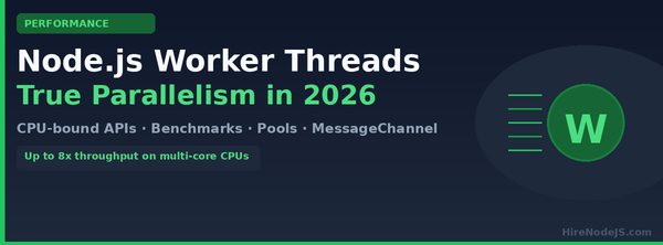 Node.js Worker Threads cover image — true parallelism for CPU-bound APIs in 2026